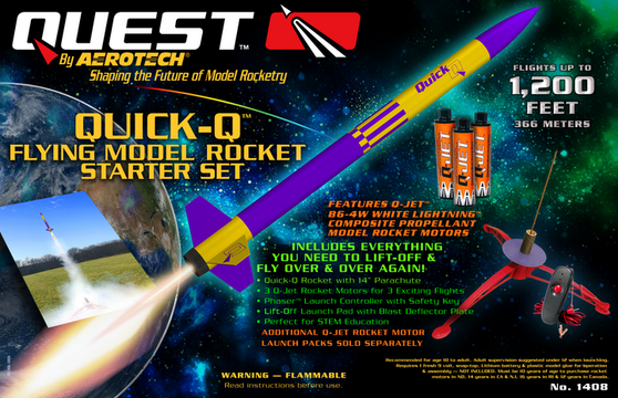 Quest Flying Model Rocket Starter Kit Quick Q  QST 1408 <Required to Pay for UPS Ground Shipping>