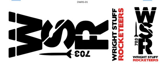 Wright Stuff Rocketeers(WSR) Decal - Logo 2.75" x 5.8" Clear Sticker  SEM-DWSR-01