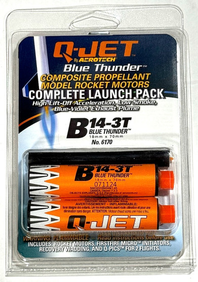Quest Motor 18mm Composite Model Rocket Motors Q-Jet B14-3T(2pk)  QST 6170 <Required to Pay for UPS Ground Shipping>