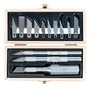 Excel Knife Set with Wooden Box, 3 Knives, 13 Assorted Blades   EXL 44383 Excel Knife Set with Wooden Box, 3 Knives, 13 Assorted Blades   EXL 44383