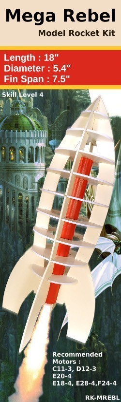 Rocketarium Flying Model Rocket Kit Mega Rebel RK-MREBL