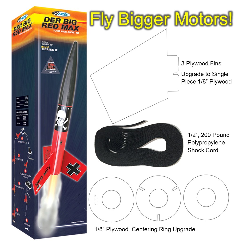 Estes Flying Model Rocket Kit Pro Der Big Red Max Upgrade
