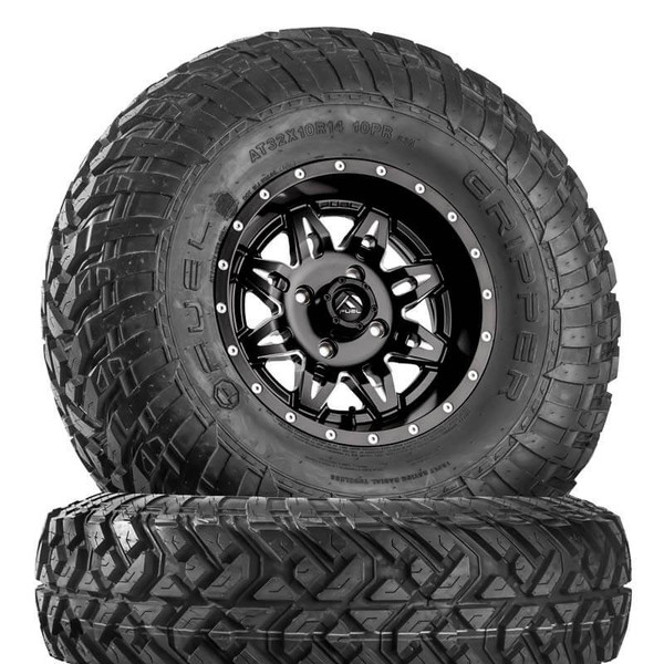 Polaris Ranger / General Lethal D567 Matte Black & Milled Wheels with Fuel Gripper T | R | K Tires by Fuel Off-Road