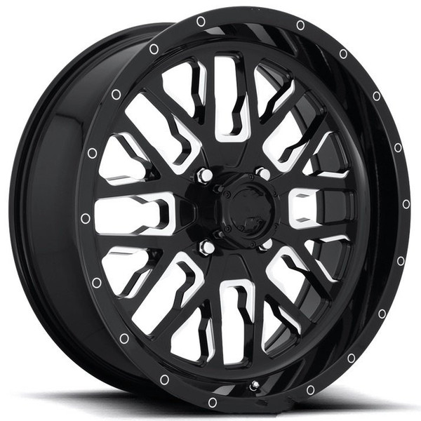 Polaris Ranger Fuel Stroke D611 Gloss Black Wheel Set