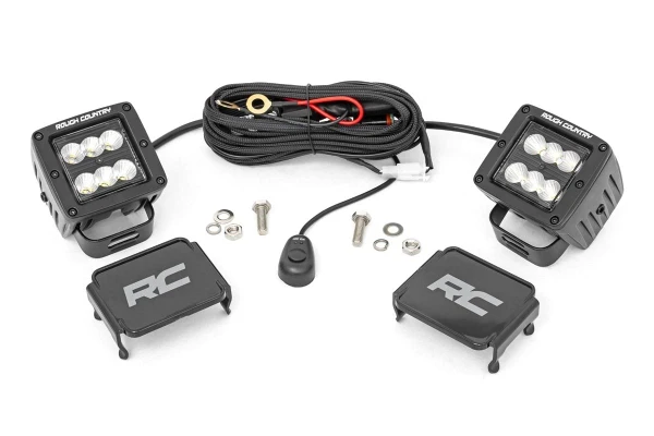 Polaris Xpedition 2" Square Black Series LED Light Pair by Rough Country
