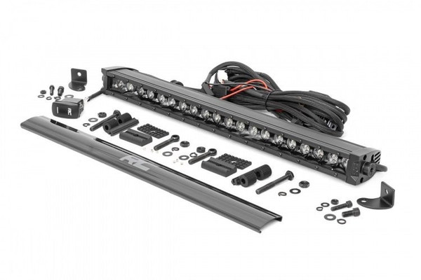 Polaris Ranger 20-inch Cree LED Light Bar - (Single Row | Black Series w/ Cool White DRL) by Rough Country