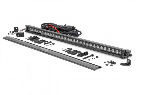 Polaris Ranger 30-inch Cree LED Light Bar - (Single Row | Black Series w/ Cool White DRL) by Rough Country