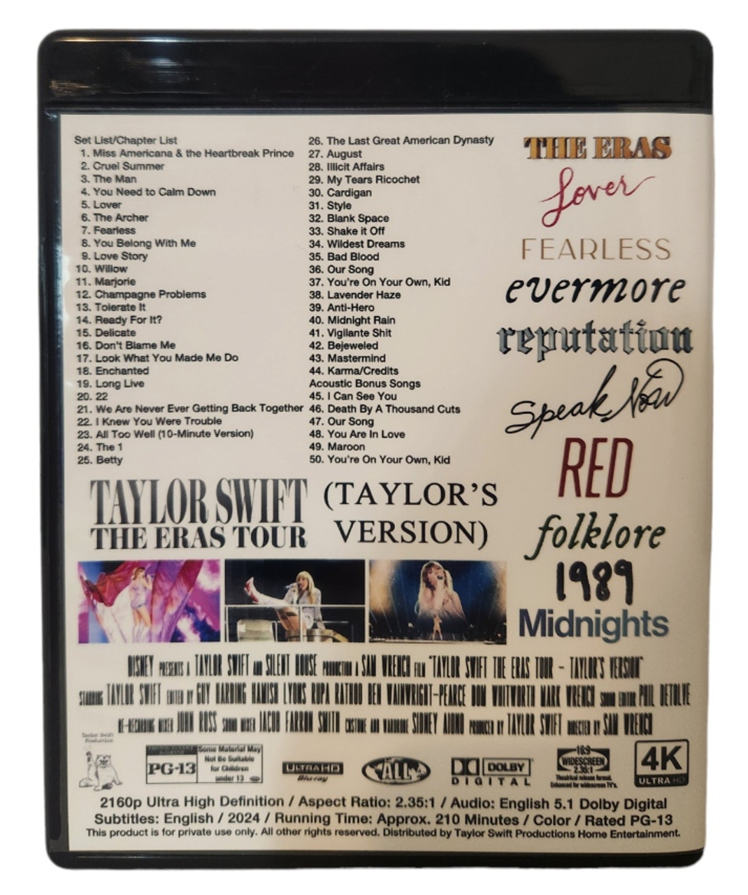 洋楽 Taylor Swift ERAS TOUR FILM Blu-ray Taylor Swift The Eras Tour - Taylor's Version (2024) Blu-ray
