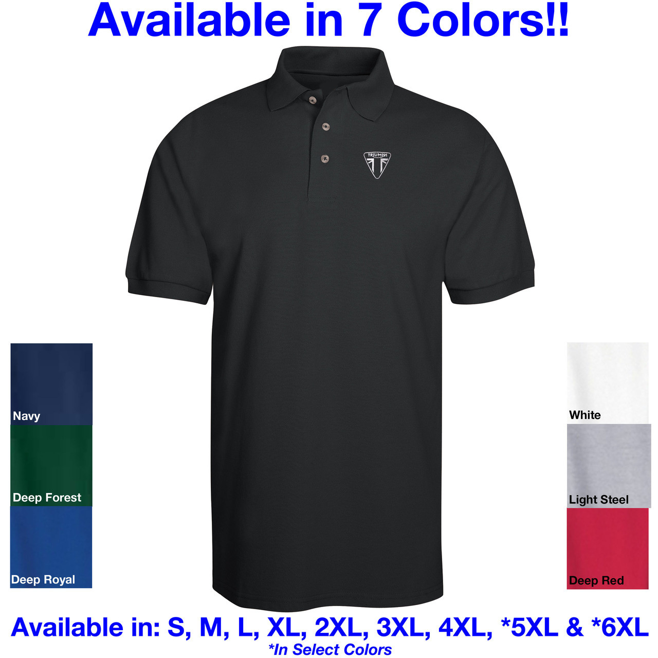 Triumph Motorcycle Logo Embroidered Adult Polo Shirt