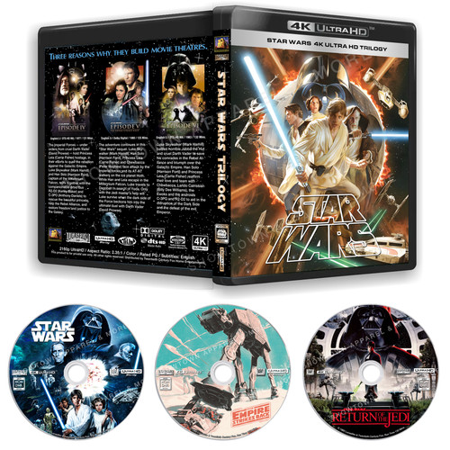 Star Wars TRILOGY 4K77/4K80/4K83 Non DNR 4K UHD Blu-Ray 3 Disc Set (Movies Only)