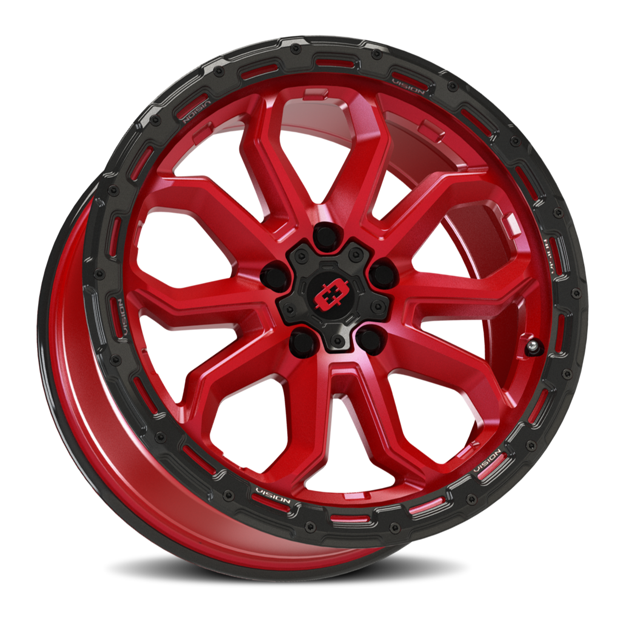 Vision Korupt 405 Wheels Rims 17x9 5x127 Gloss Red With Gloss Black Lip ...