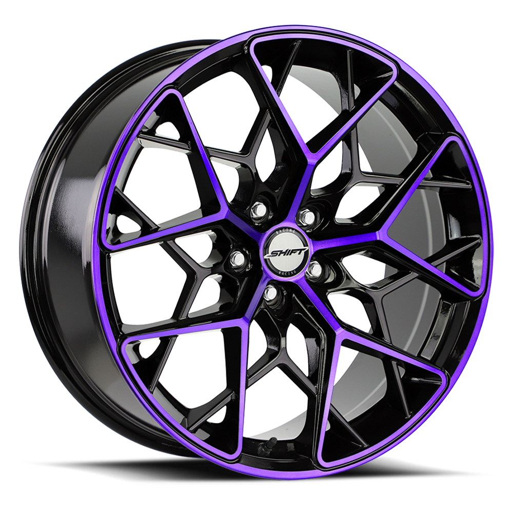 Shift H35 Piston Wheels Rims 18x8.5 5x114.3 Gloss Black & Purple