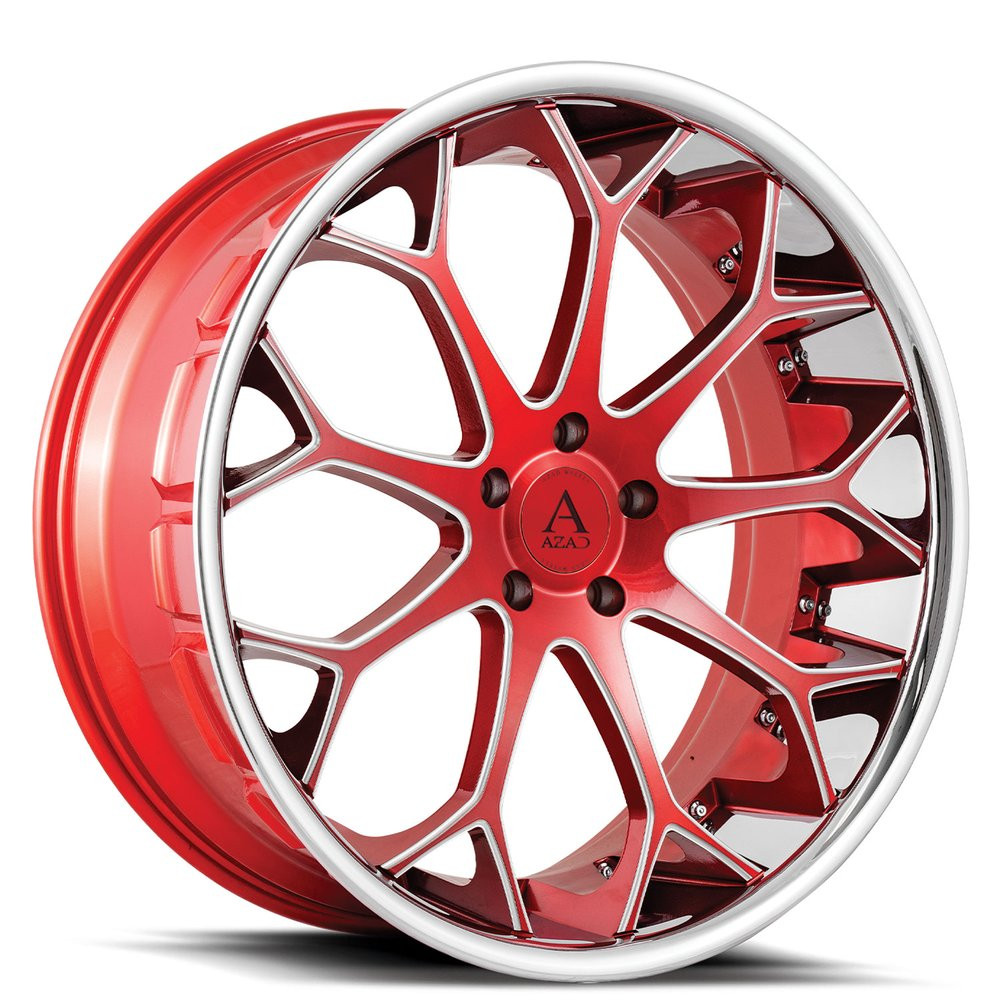 Azad Az99 Wheels Rims 22x10.5 5x114.3 Red Milled With Stainless Lip ...