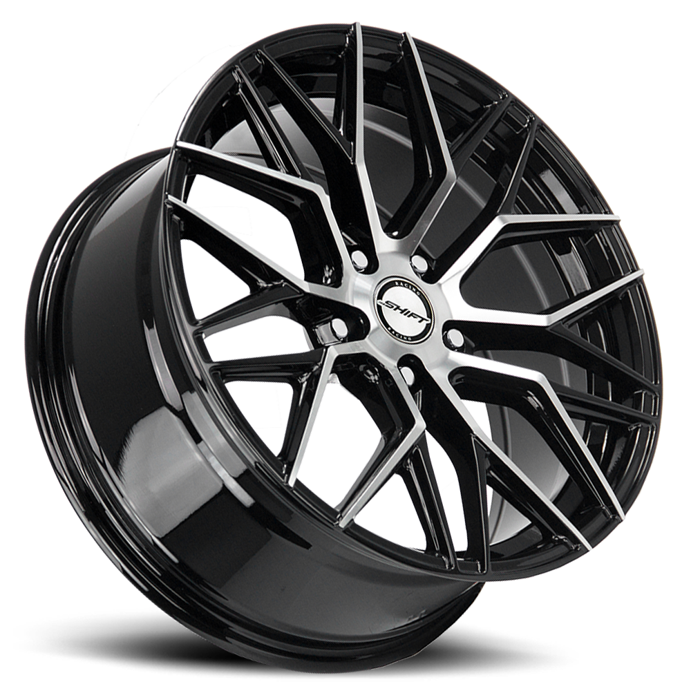 Shift H33 Spring Wheels Rims 22x9 5x114.3 Gloss Black Machined 35mm ...