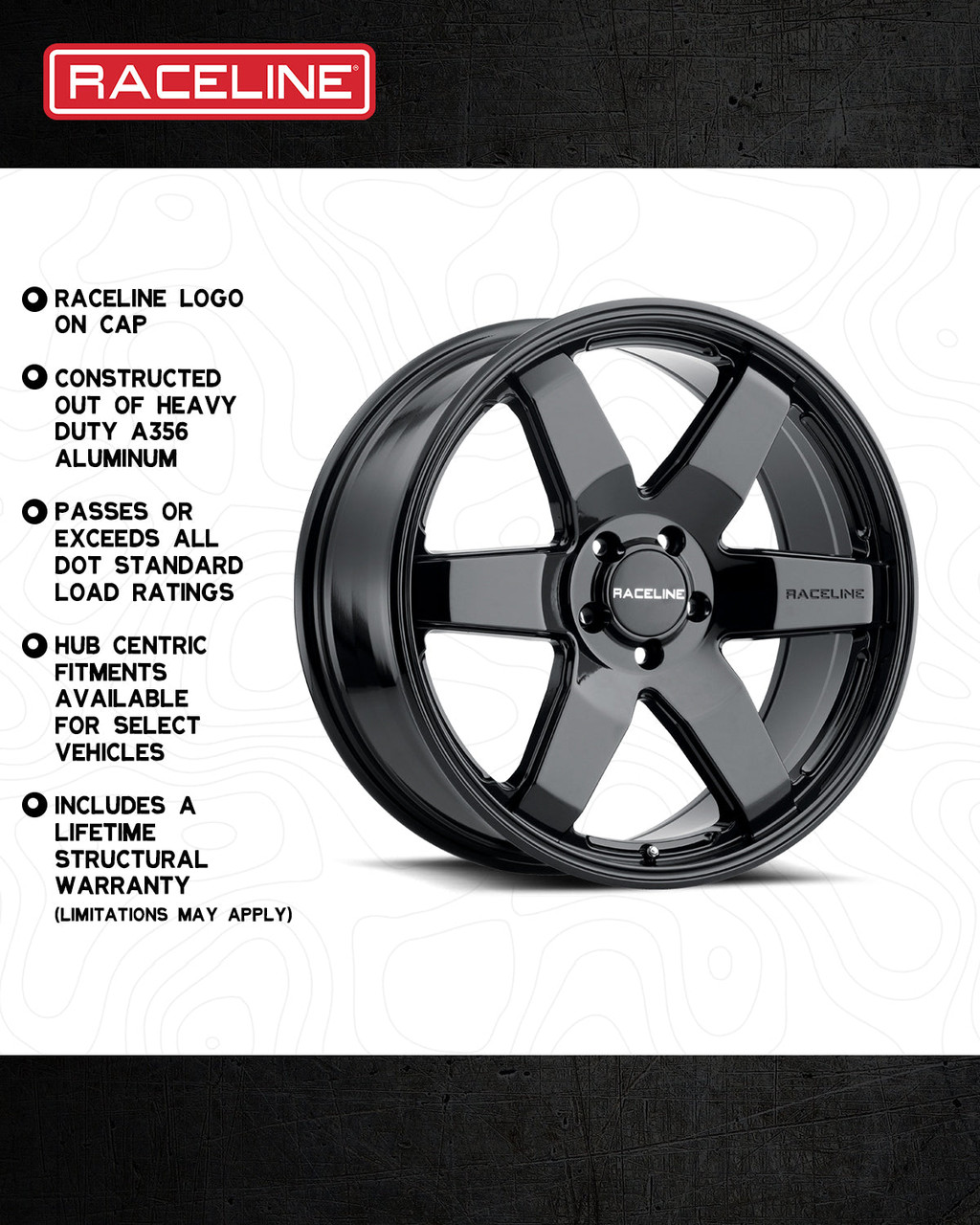 Raceline 942B Addict Wheels Rims 18x8 6x135 Gloss Black 35mm
