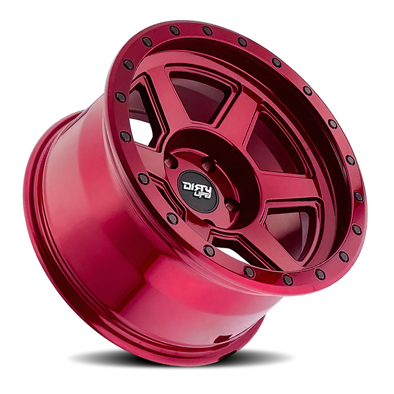 ●DIRTY RED Dirty Life Compound Wheels Rims 17x9 6x139.7 Gloss Crimson