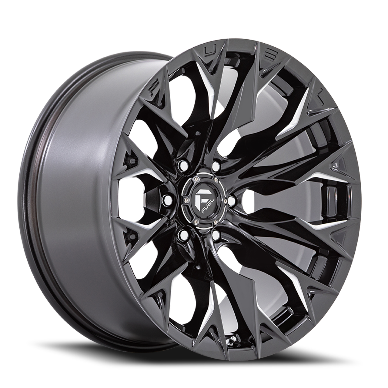 Fuel D803 Flame Wheels Rims 20x9 6x139.7 Gloss Black Milled 20mm