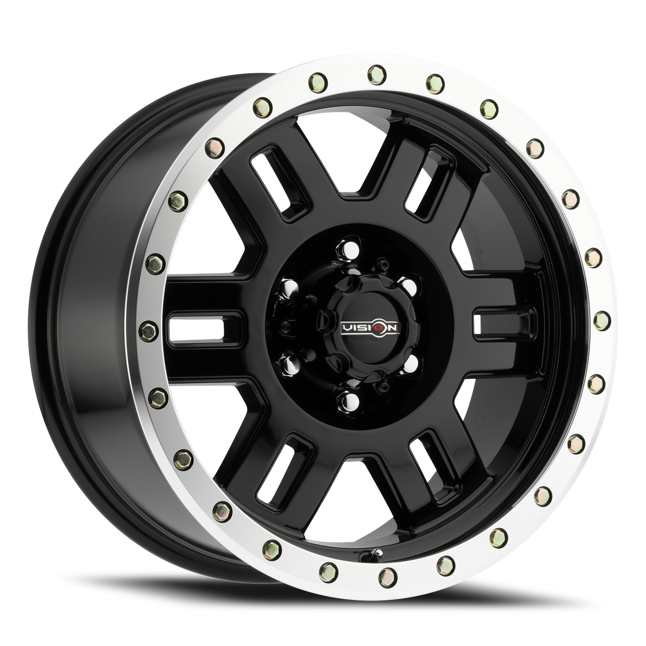 Vision Manx Beadlock 398 Wheels Rims 17x8.5 8x170 Gloss Black