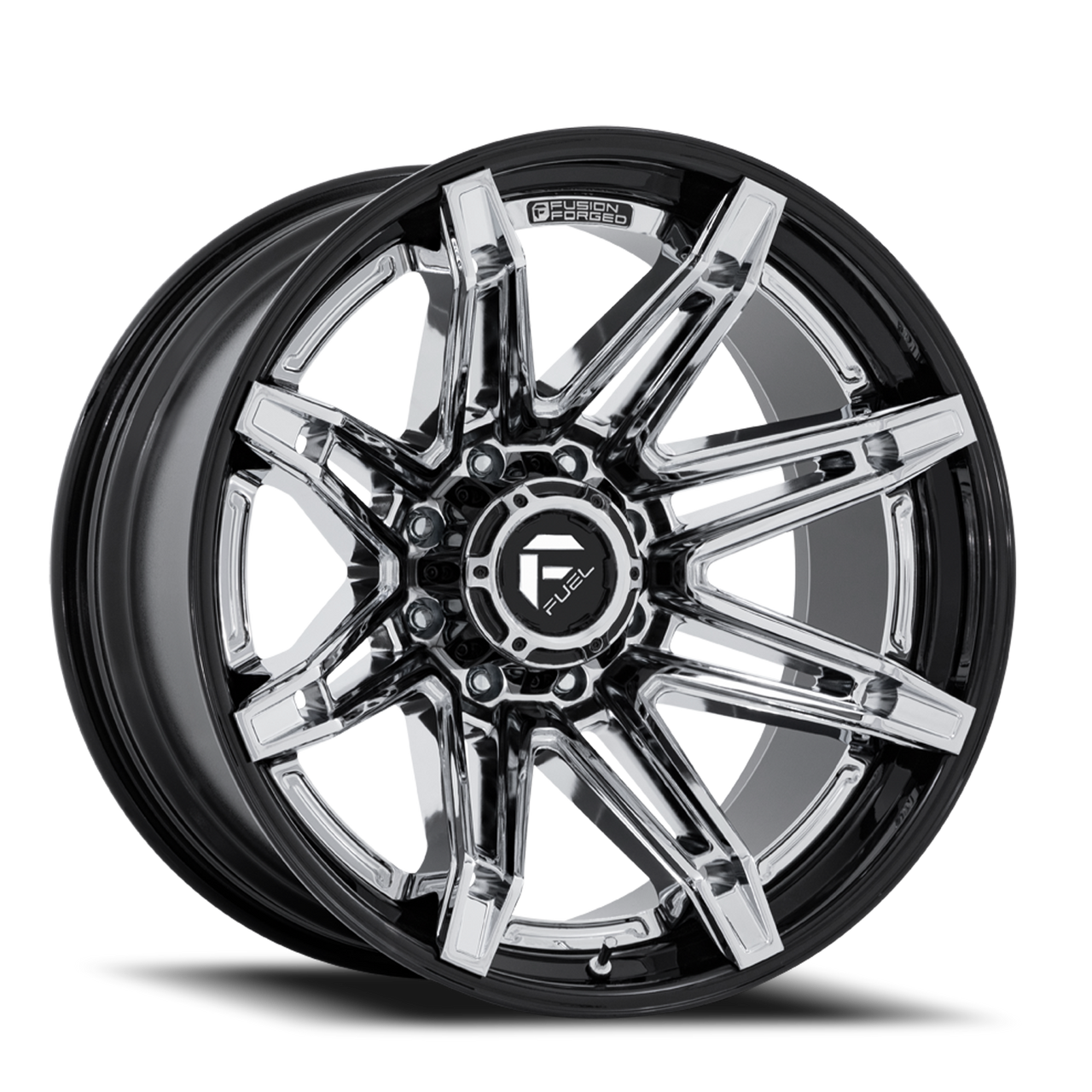 Fuel Fc401 Brawl Wheels Rims 22x12 8x180 Chrome With Gloss Black