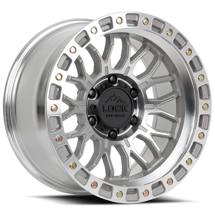 Lock Offroad Combat Wheels Rims 17x9 5x127 Machined W/ Clear Coat