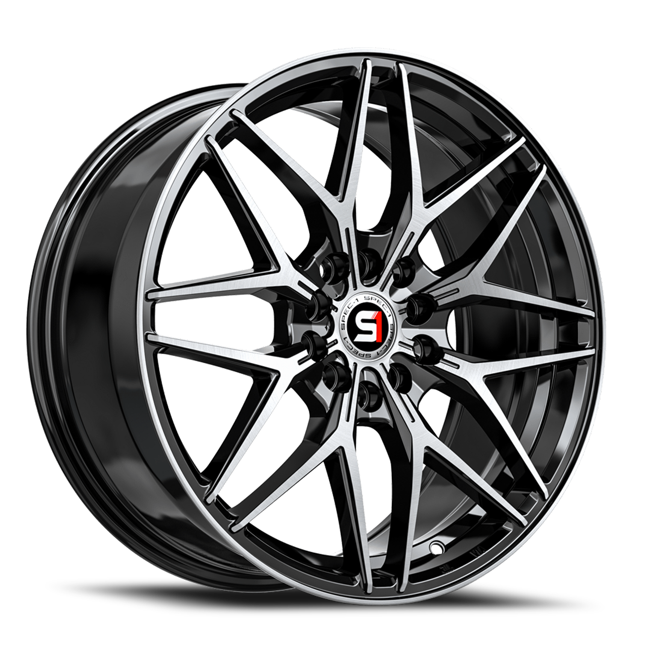 Spec-1 Sp-60 Wheels Rims 18x8 4x100 4x114.3 Gloss Black & Machined
