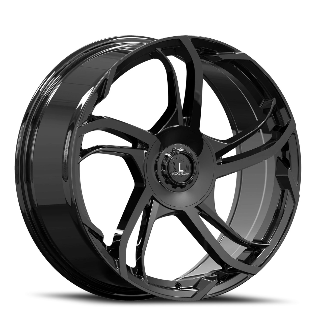 Luxxx Alloys Lux 52 Wheels Rims 18x8.5 5x110 5x114.3 Gloss Black