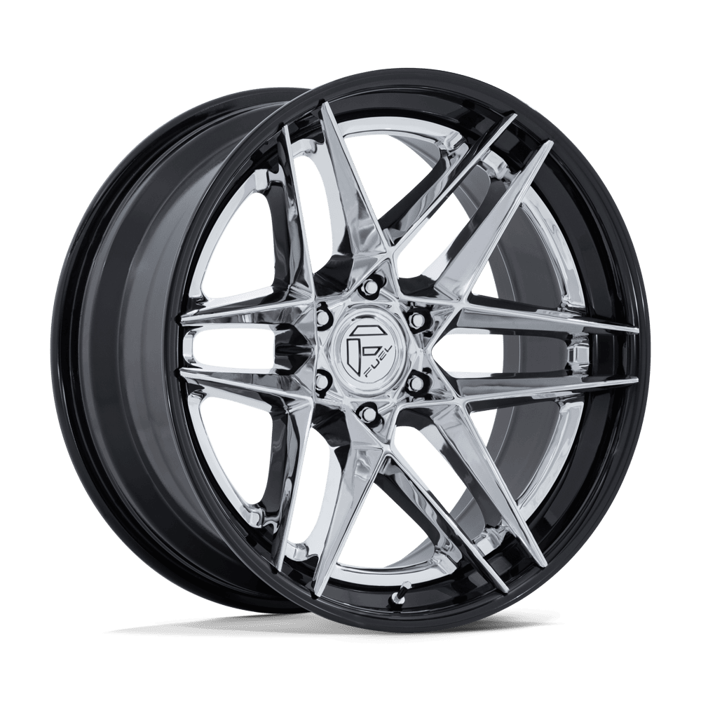 Fuel Fc408 Flight Wheels Rims 22x10 6x135 Chrome W/ Gloss Black