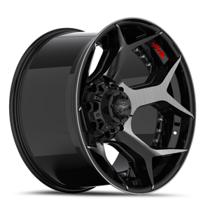 4Play 4P50 Wheel 22x10 5x127 & 5x139.7 Gloss Black w/ Brushed Face & Tinted Clear -24mm | 4P50-22100-5D55-24BBT*