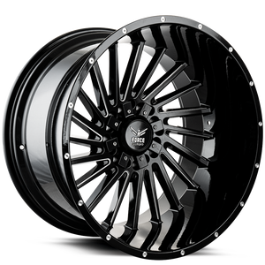 Force Off-Road F38 Wheels Rims 22x12 5x127 (5x5) 5x5.5 (5x139.7) Black Milled -44 | F3822125127/139.7-44B/M