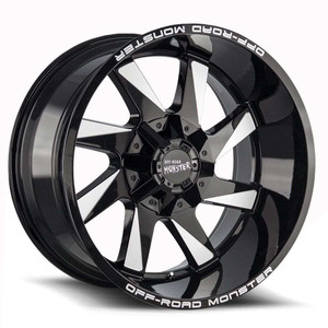 Off-Road Monster M80 Wheels Rims 22x12 Blanks (Custom Drilled Bolt Patterns) Gloss Black Milled -44 | M80212000N44GBML