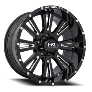 Hardrock Offroad Spine Xposed Wheel 24x12 5x127 Gloss Black Milled -44mm - MINIMUM PURCHASE OF 4 WHEELS | H503-241273144BM