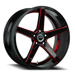 DOORBUSTER PRICING! - Strada S35 Perfetto Wheel 18x8 5x114.3 Gloss Black w/ Candy Red Milling 30mm | S35851440GBMLRS
