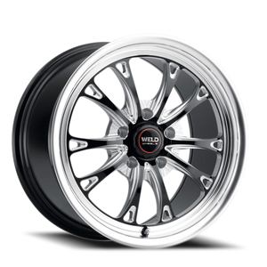 Weld Street Performance Belmont Drag Wheel 18x5 5x120.65 Gloss Black Milled w/ Diamond Lip -10mm | S1578C063N10