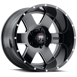 DOORBUSTER PRICING! - American Truxx At155 Armor Wheel 18x9 5x139.7 Gloss Black Milled -12mm | AT155-8985M-12