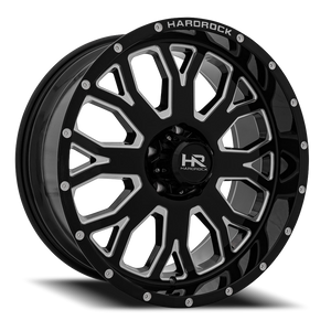 Hardrock Offroad Slammer Xposed Wheel 20x12 5x139.7 Gloss Black Milled -44mm | H504-201285144BM