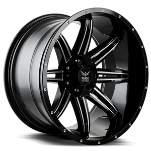 Force Off-Road F32 Wheels Rims 22x12 5x5.5 (5x139.7) Black Milled -44 | F3222125139.7-44B/M