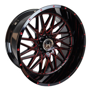 Hardcore Off-Road HC22 Wheels Rims 20x10 6x5.5 (6x139.7) Gloss Black Red Milled -19 | HC2220106139GBRM-19