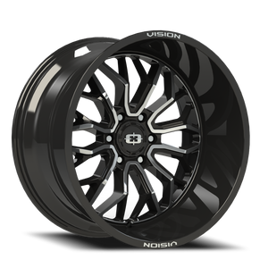 Vision Riot 402 Wheel 22x12 6x139.7 Gloss Black Machined Face -51mm | 402-22283GBMF-51