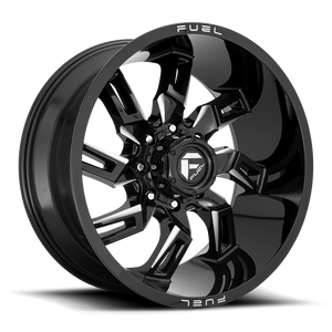 Fuel D747 Lockdown Wheel 20x10 8x180 Gloss Black Milled -18mm | D74720001847