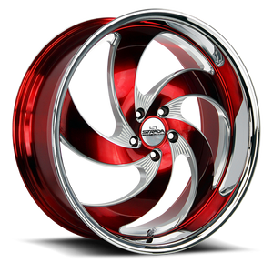 DOORBUSTER PRICING! - Strada Street Classics C05 Retro 5 Wheel 22x9 5x115 Milled Candy Red w/ Stainless Lip 15mm | C05251515RMLSS