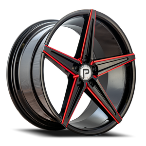 Pinnacle Supreme P202 Wheel 20x8.5 5x120 Black w/ Red Milling 35mm | P20220855120-35RML