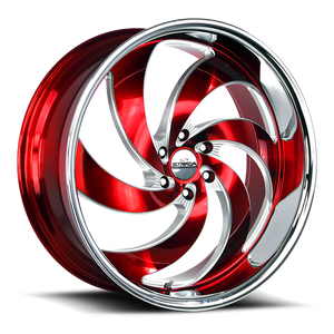 DOORBUSTER PRICING! - Strada Street Classics C06 Retro 6 Wheel 24x10 5x120 Milled Candy Red w/ Stainless Lip 25mm | C06452025RMLSS