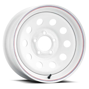 Allied Mod 27 Wheels Rims 15x5 5x127 (5x5) White Blue Red Pinstripe 0 | 2755050-W