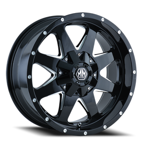 DOORBUSTER PRICING! - Mayhem Tank Wheel 17x9 8x165.1 & 8x170 Gloss Black Milled 18mm | 8040-7976B18