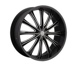 U2 66 Wheels Rims 22x9.5 6x139.7 Black Milled 30mm