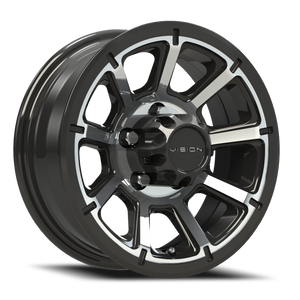 Vision Turbine Trailer 353 Wheel 14x5.5 5x114.3 Gloss Black Machined Face 0mm | 353VTH4565GBMF0