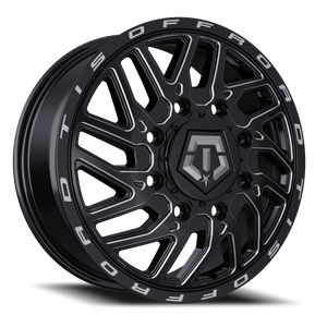 DOORBUSTER PRICING! - Tis 544Bm Dually Wheel 22x8.25 8x210 Gloss Black w/ Milled Accents 127mm - MINIMUM PURCHASE OF 4 WHEELS | 544BM-228292FS