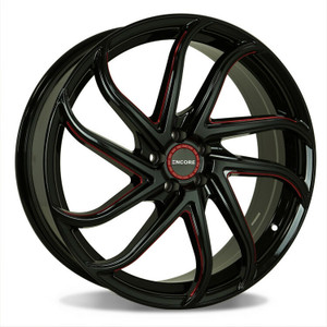 22x8 Encore Alloys ENC105 Black Red Milled Spoke Rims Wheels 40mm 5x4.5 (5x114.3) | WENC105-5512
