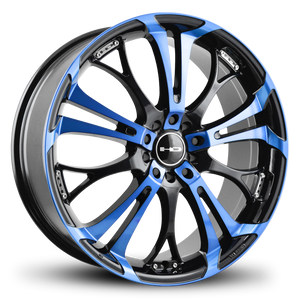 Hd Spinout Wheels Rims 22x8.5 5x115 5x120.65 Gloss Blue Machined 20mm | SO22856220BK-BL
