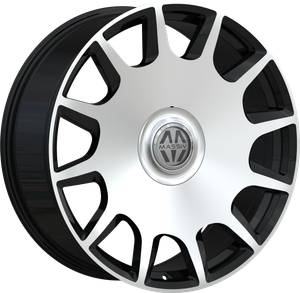 Massiv 927 Wheels Rims 24x9 5x115 5x120 Black Machined W/ Floating Cap 15mm | MAS927-24914BM-FC